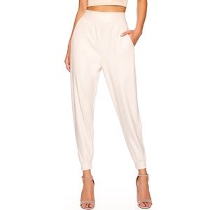 SUSANA MONACO BEIGE FAUX LEATHER JOGGER PANTS